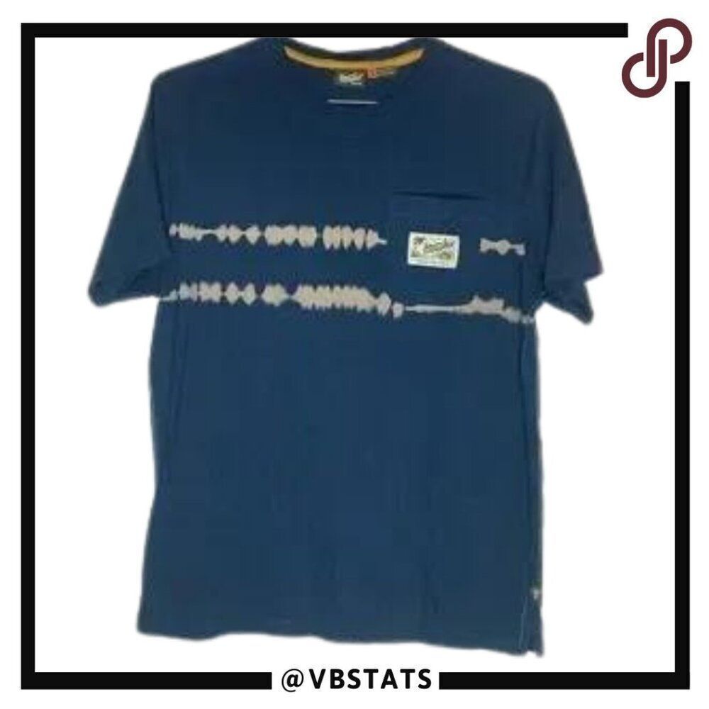 Howler Brothers Navy Blue with Cream Tie-Dyed Stripes SS Pocket Tee in Small